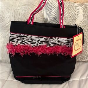 Vibrant Black and Pink Zebra Print Tote